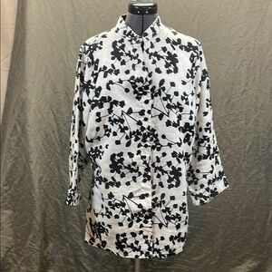 Jillian Jones , LINEN, plus size 3/4‎ Sleeve Mandarin Collar Tunic